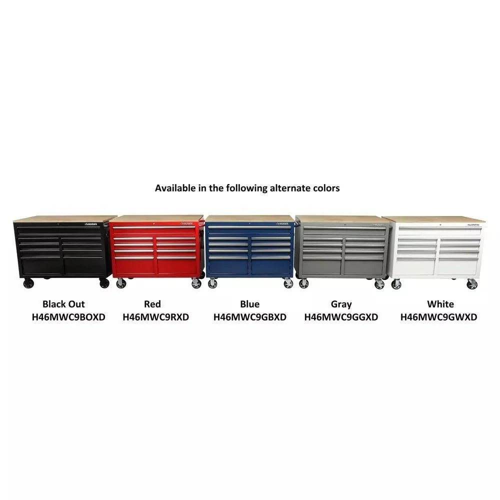 🔥46 in. W x 24 in. D 9-Drawer Gloss Black Deep Tool Chest Mobile Workbench