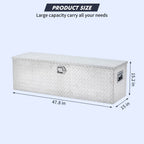 48 Inch Diamond Plate Truck Bed Tool Box with Shelf Silver