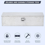 48 Inch Diamond Plate Truck Bed Tool Box with Shelf Silver