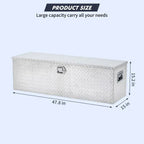 48 Inch Diamond Plate Truck Bed Tool Box with Shelf Silver