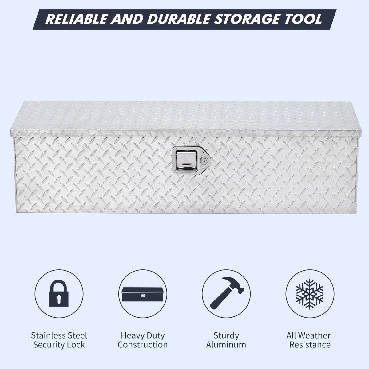 48 Inch Diamond Plate Truck Bed Tool Box with Shelf Silver