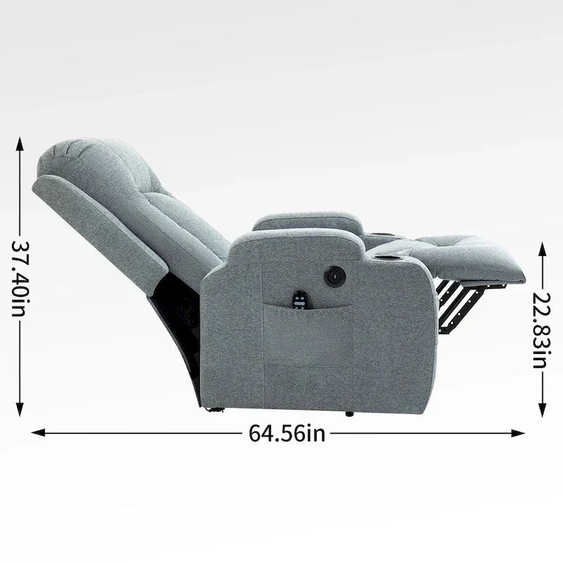 Lazy Boy Power Lift Recliner Chair With Massage, Lumbar Heating, USB Port And Cup Holders - Single Motor
