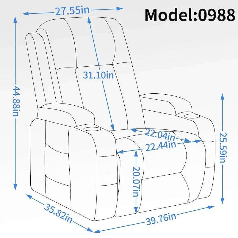 Lazy Boy Power Lift Recliner Chair With Massage, Lumbar Heating, USB Port And Cup Holders - Single Motor