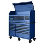 2025 56 in. W x 22 in. D Heavy Duty 23-Drawer Combination Rolling Tool Chest and Top Tool Cabinet Set in Matte Blue