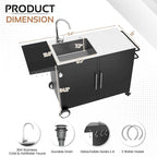 AECOJOY Stainless Steel Outdoor Kitchen Sink with Hose Hookup and Grill Prep Table Island Cabinets