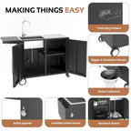 AECOJOY Stainless Steel Outdoor Kitchen Sink with Hose Hookup and Grill Prep Table Island Cabinets