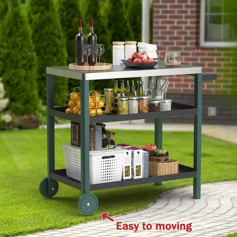 Portable Kitchen Island Grill Cart for Patios