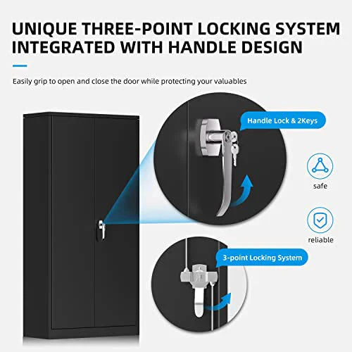 Atripark Metal Storage Cabinet with Lock, 72" Lockable Garage Tool Cabinet with Doors