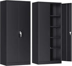 Atripark Metal Storage Cabinet with Lock, 72" Lockable Garage Tool Cabinet with Doors