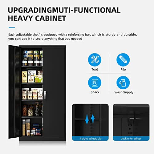 Atripark Metal Storage Cabinet with Lock, 72" Lockable Garage Tool Cabinet with Doors
