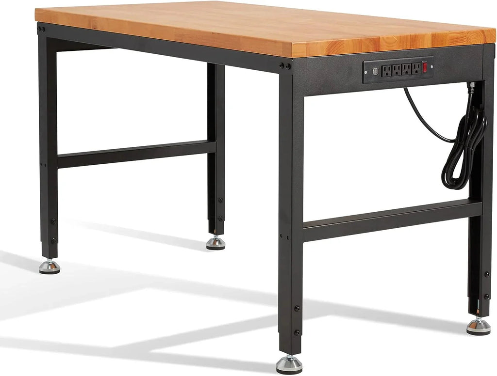 HABUTWAY Height Adjustable Workbench 48" 2000 Lbs Capacity Oak Wood Work Station