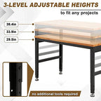 HABUTWAY Height Adjustable Workbench 48" 2000 Lbs Capacity Oak Wood Work Station