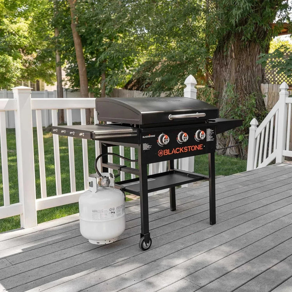 28 Inch Blackstone Griddle 2080 with Hood XL Griddle Original 3-Burner Outdoor Flat Top Grill, with Blackstone Griddle Accessories, Seasoning, and Wholesalehome Gloves and Cloth