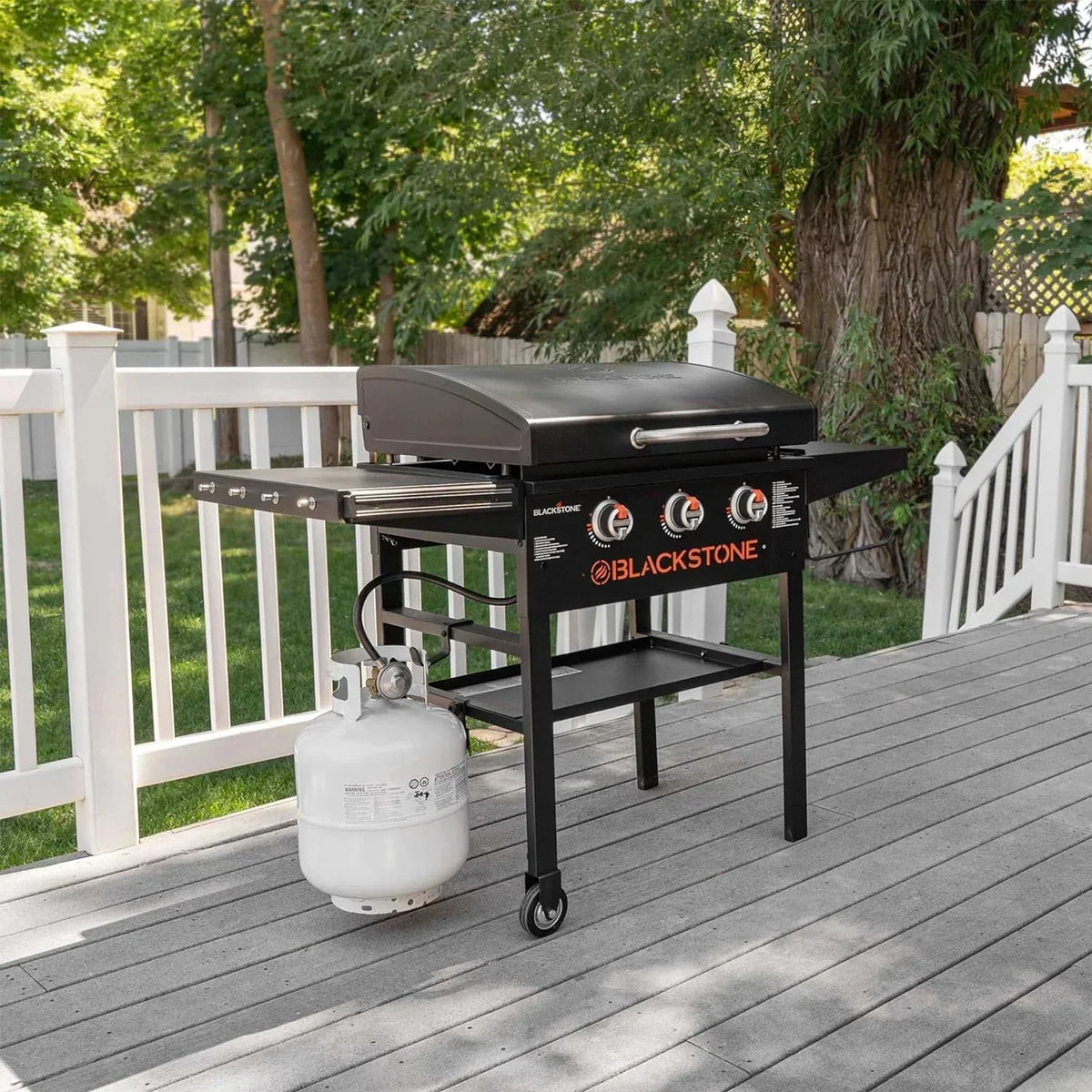 28 Inch Blackstone Griddle 2080 with Hood XL Griddle Original 3-Burner Outdoor Flat Top Grill, with Blackstone Griddle Accessories, Seasoning, and Wholesalehome Gloves and Cloth