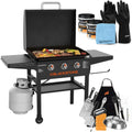 28 Inch Blackstone Griddle 2080 with Hood XL Griddle Original 3-Burner Outdoor Flat Top Grill, with Blackstone Griddle Accessories, Seasoning, and Wholesalehome Gloves and Cloth