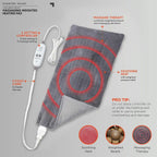 Sharper Image Calming Comfort Heat Massaging Weighted Heating Pad With Vibration, 12 Settings, 12 x 24 in, 4 lbs