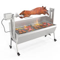 RovSun 46 Electric Rotisserie Grill 176 lbs Capacity 25w Pig Lamb Spit Roaster Rotisserie w/Lockable Wheels Wind Baffle with Adjustable Height