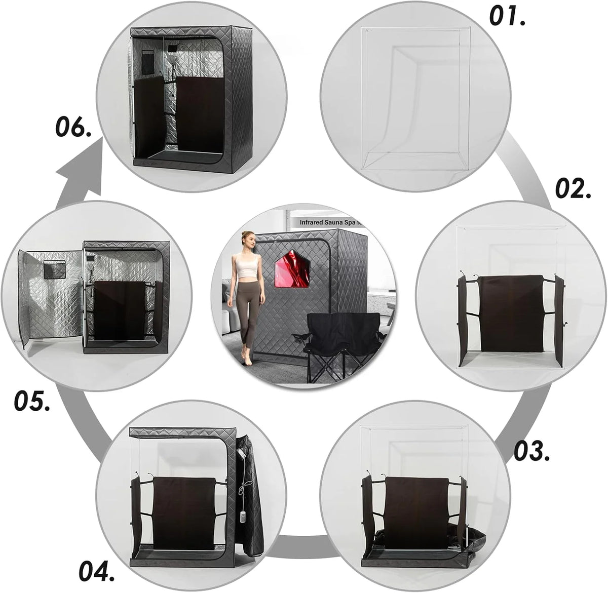 Portable 2-Person Infrared Sauna Tent With 2 Foldable Chairs, Remote Control, 1600 Watt, 140 Fahrenheit
