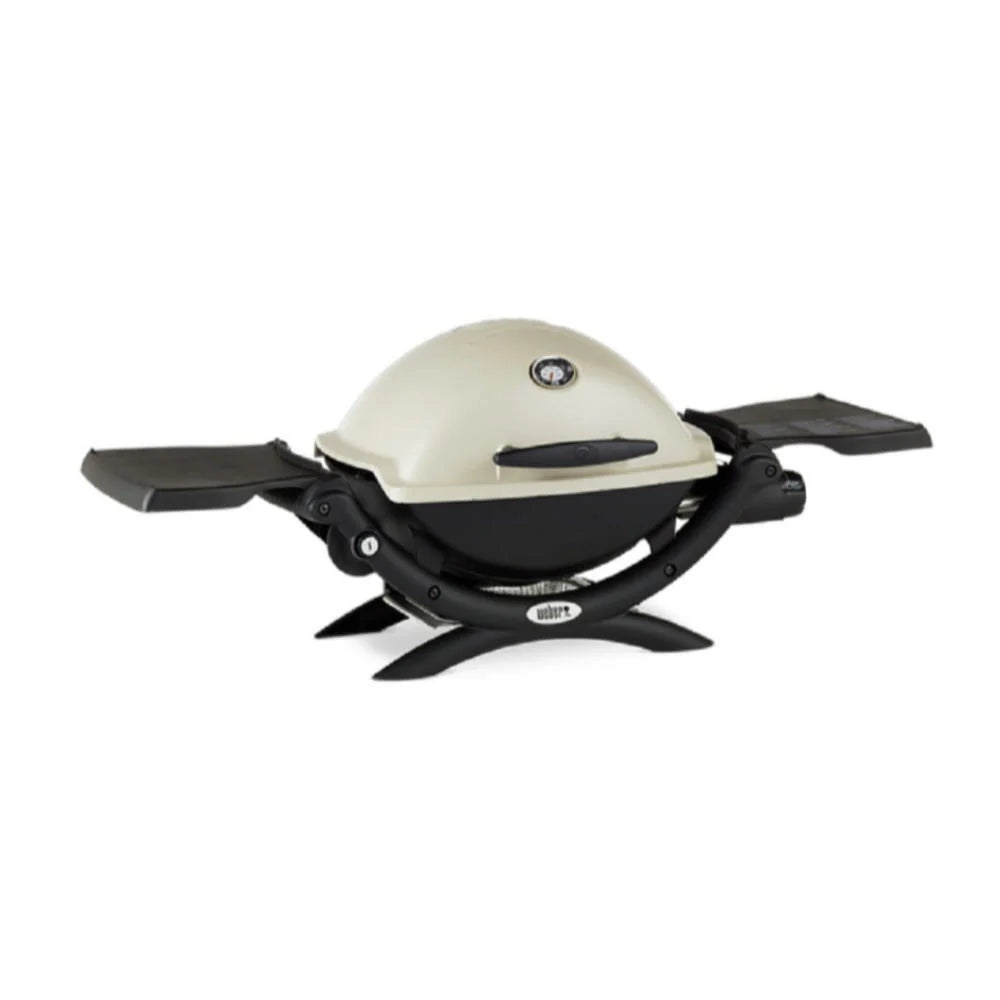 Weber Q1200 Liquid Propane Grill (Titanium) with Portable Cart Bundle
