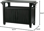 Keter Outdoor Rolling Table Cart for Food Prep, Storage, Bar & Grill, Dark Brown