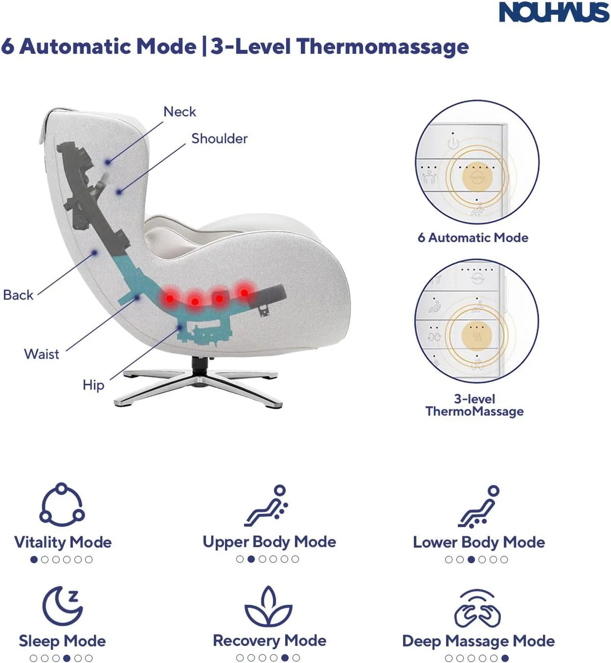 Nouhaus Classic Massage Chair With Ottoman, Bluetooth Speakers - N-0003