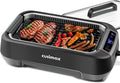 Smokeless Indoor Grill, CUSIMAX Electric Grill with Non-stick Removable Grill/Griddle Plate, 1500W Korean BBQ Grill with LED Smart Display & Tempered Glass Lid, Easy to Clean, Black
