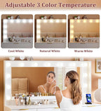 Fixwal 45.3" White Makeup Vanity Table with 9 Drawers, LED Lighted Mirror & Power Outlet
