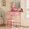 Fixwal 3-in-1 Compact Makeup Vanity Desk with Foldable Side Panel, LED Mirror & Power Outlet
