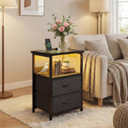 Fixwal 2 Drawers Night Stand with Glass Clear Desktop