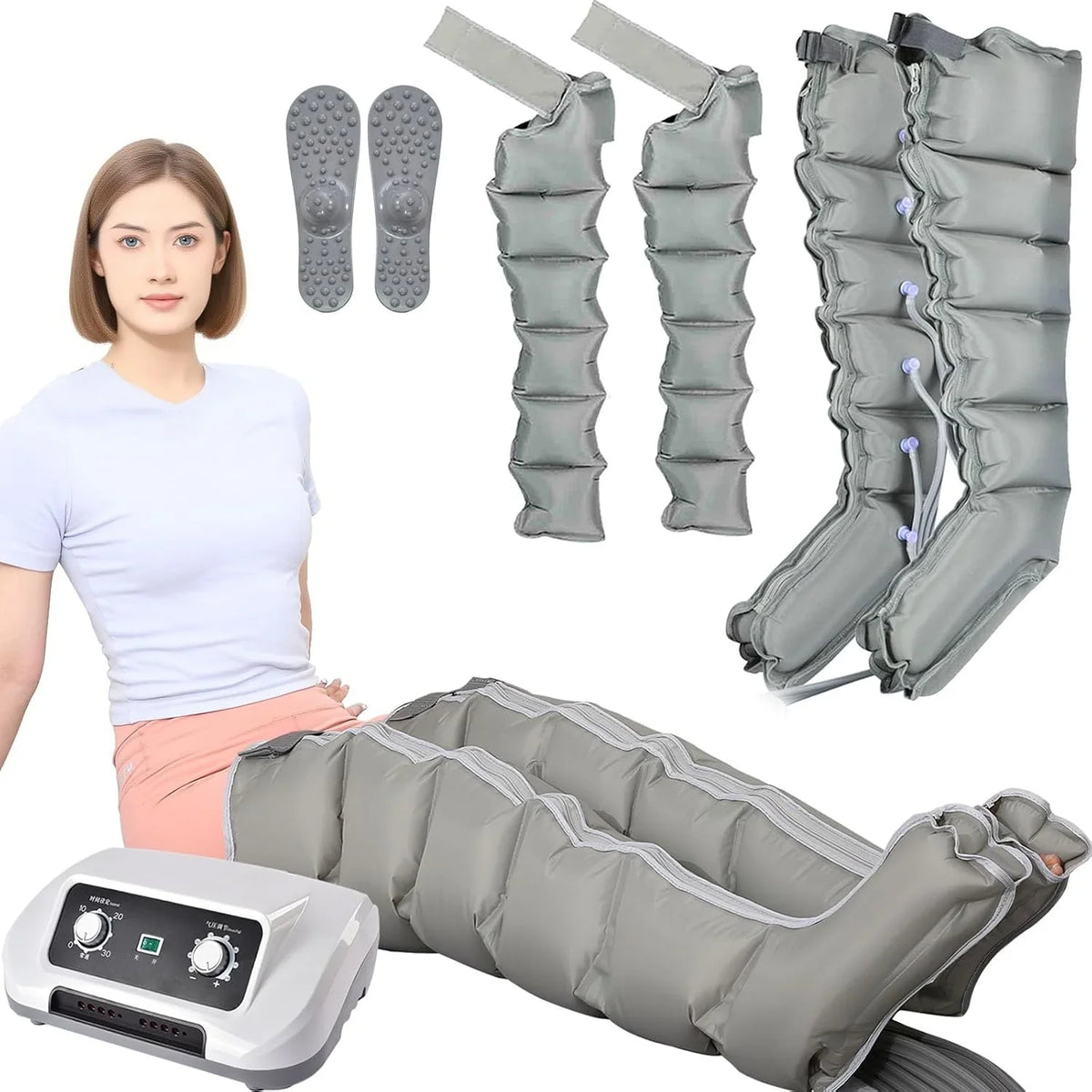 Generique 6-Chamber Pressotherapy Compression Device for Legs, Stomach and Arms - Model 1