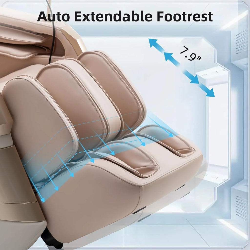 MassaMAX 4D Full Body Massage Chair With Auto Footrest, SL Track, Zero Gravity, Heating, Golden - MT339
