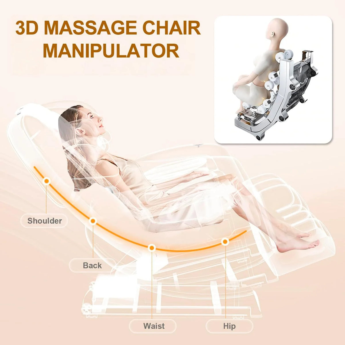 F&G Full Body Zero-Gravity SL Track Massage Chair With 5 Level Heating And Foot Rollers