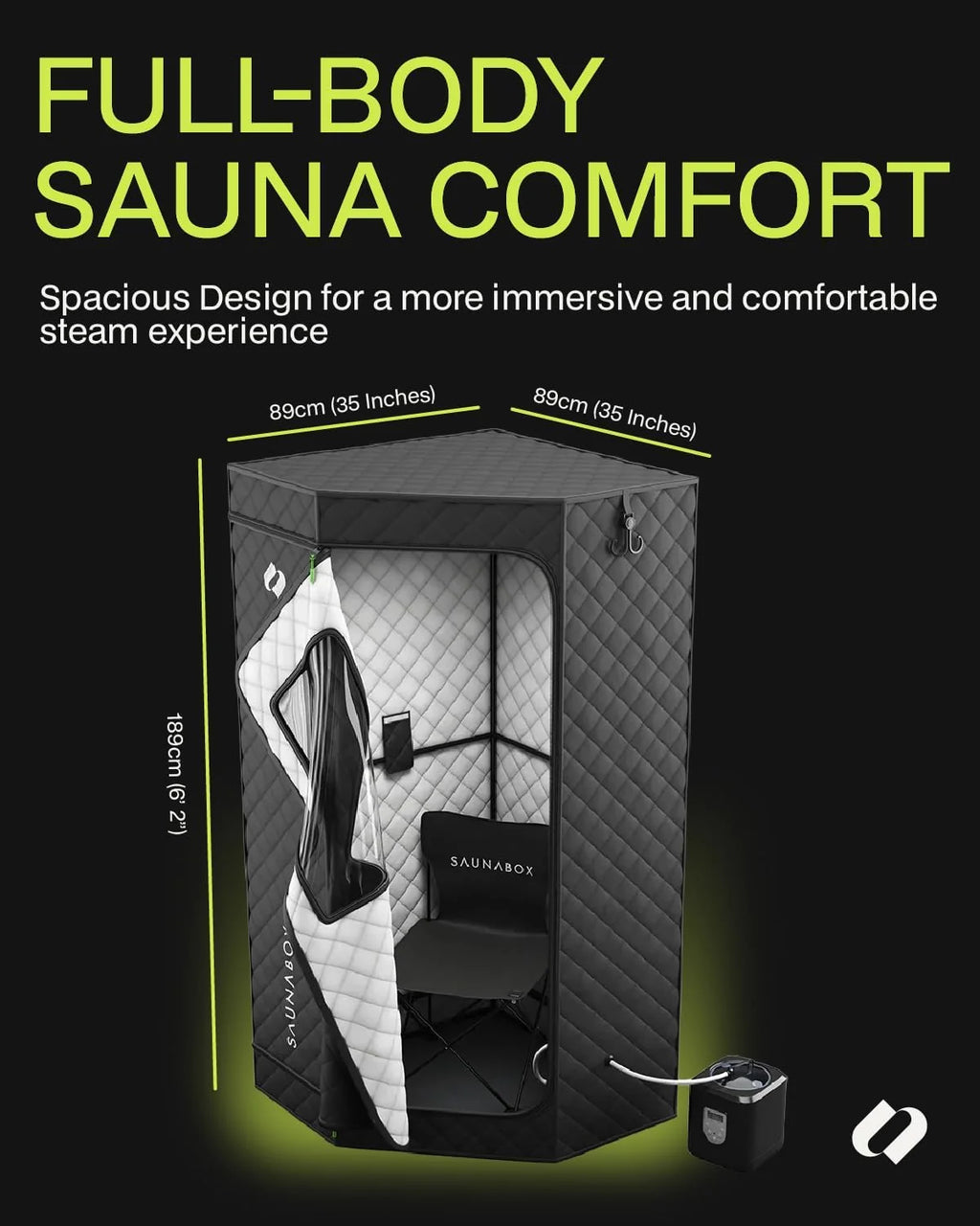 SAUNABOX Personal Steam Sauna Tent With Chair Mat And Case - SmartSteam Kit Pro