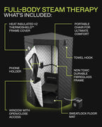 SAUNABOX Personal Steam Sauna Tent With Chair Mat And Case - SmartSteam Kit Pro