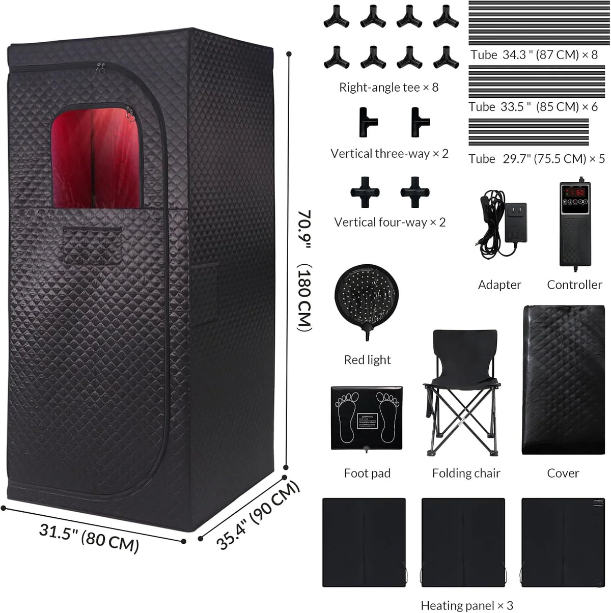 Personal Indoor Infrared Sauna Tent With Red Light Therapy, 9 Levels Up To 140F