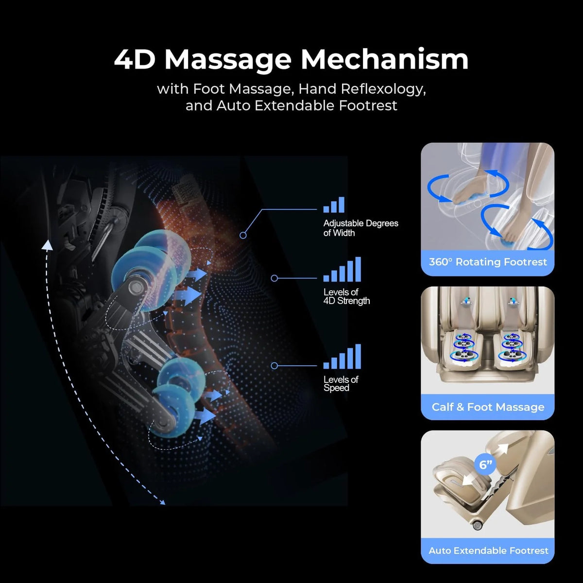 Osaki Full Body Massage Chair With 360 Rotating Footrest, Brown - 4D Achilles