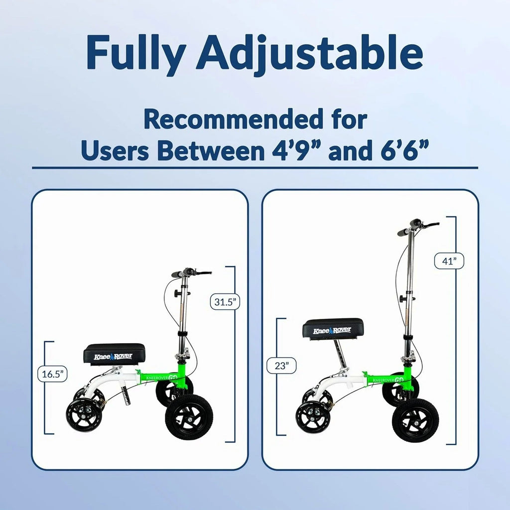 KneeRover Knee Scooter For Adults, 9-Inch Tires, Race Car Green - GO HYBRID