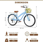 WEIZE Beach Cruiser Bike 26 inch Commuter Bicycle for Adult Men and Women 7-Speed/High-Carbon