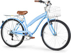 WEIZE Beach Cruiser Bike 26 inch Commuter Bicycle for Adult Men and Women 7-Speed/High-Carbon