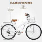 WEIZE Beach Cruiser Bike 26 inch Commuter Bicycle for Adult Men and Women 7-Speed/High-Carbon