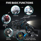 Electric Bike Electric Mountain Bike 500W Ebike26'' Fat Tire Ebike, 28+MPH Adults Ebike with Removable 48V 15ah Battery, Shimano 6 - Speed Black