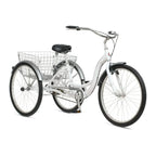 2025 Schwinn Meridian Adult Tricycle Bike Mens and Womens Three Wheel Beach Cruiser 26-inch Wheels Low Step-Through Frame Wide Seat Rear Folding Basket Sin