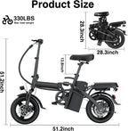 Electric Bike for Adults Teens Folding E-Bike Commuter City Foldable ebike Motor 48V 24MPH