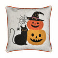 Halloween Black Cat & Pumpkin Stack Throw Pillow with Soft Polyester Insert for Seasonal Decor and Gifts