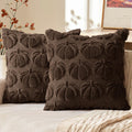 Fall Pillow Covers Pumpkin Fall Decor 18x18 Reddish Brown Set of 2 Fall Decorations for Home, Plush Faux Fur Farmhouse Accent Pillowcases, Porch Sofa Couch Cushion Bed Livingroom