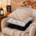 Halloween Pillow Covers 16x16 inch 2Pcs White Ghost Halloween Decor Halloween Decorations Set of 2 Throw Pillow Cases Plush Faux Fur Wool Cushion for Chair Sofa Bedroom Living Room Home Decor