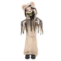 Haunted Hill Farm 3.3 ft Standing Animated Burlap Bear Halloween Animatronic with Moving Body and Red LED Eyes