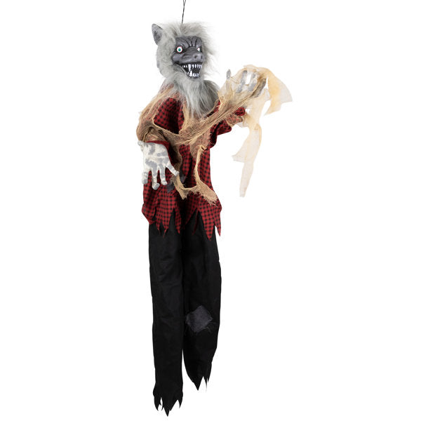 Animated Hanging Werewolf Halloween Decoration - 4'