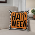 Happy Halloween Stripes Striped Outdoor Reversible Throw Pillow