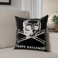 Skull and Crossbones Happy Halloween Outdoor Reversible Throw Pillow